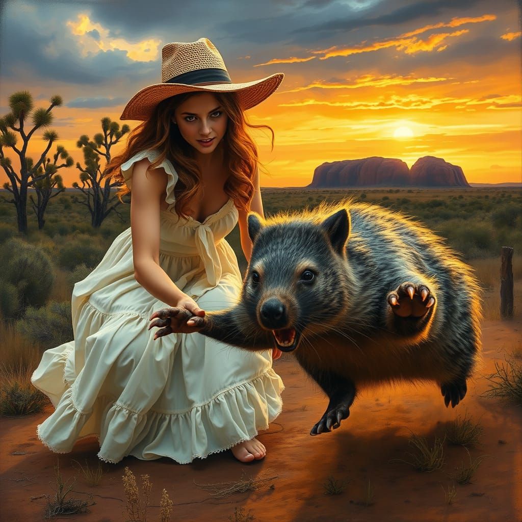 Fearless Wombat Confronts Terrified Outback Explorer