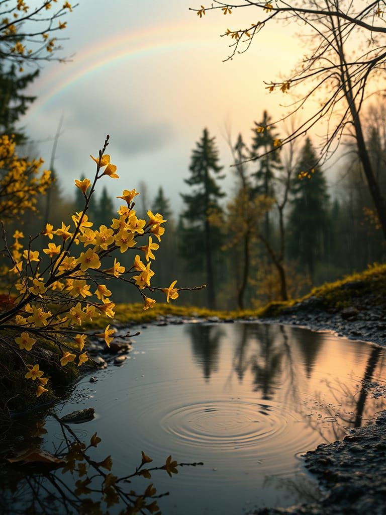 Enchanted Winter Wonderland in Serene Mountain Forest