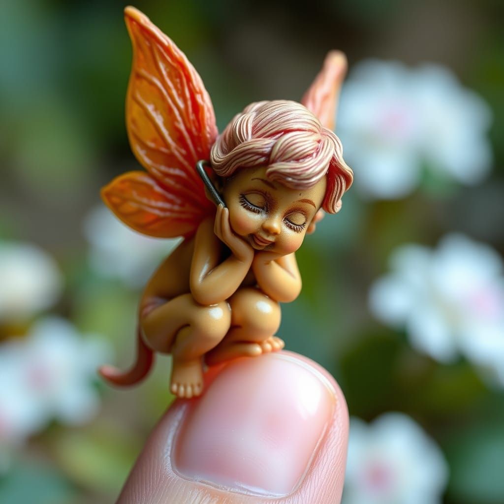 Resin Cast Pixie Perched on a Finger