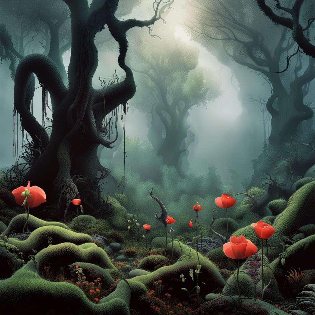 Surreal Forest Inspired by Roger Dean's Album Art