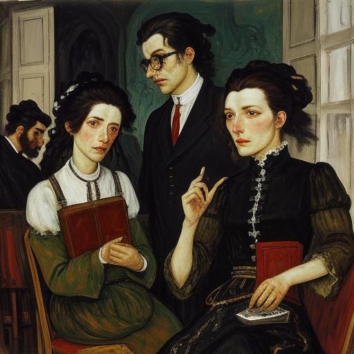 Melancholic Woman by Window, in Expressionist Style