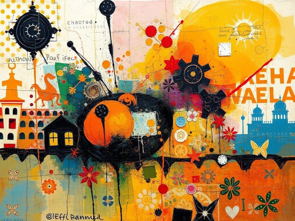 Abstract Expressionist Masterpiece in Oil and Mixed Media