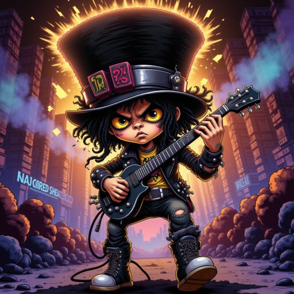 Chibi Slash with Double Guitar in High Detail