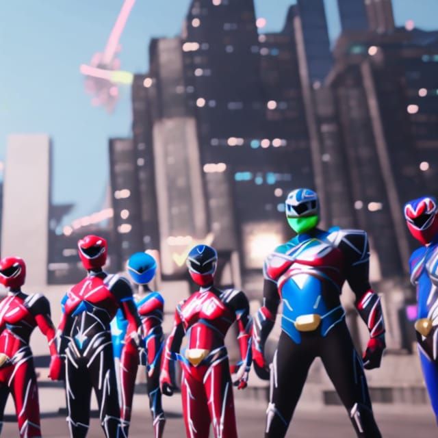Power Rangers Group Portrait in Tokyo: Anime Concept Art