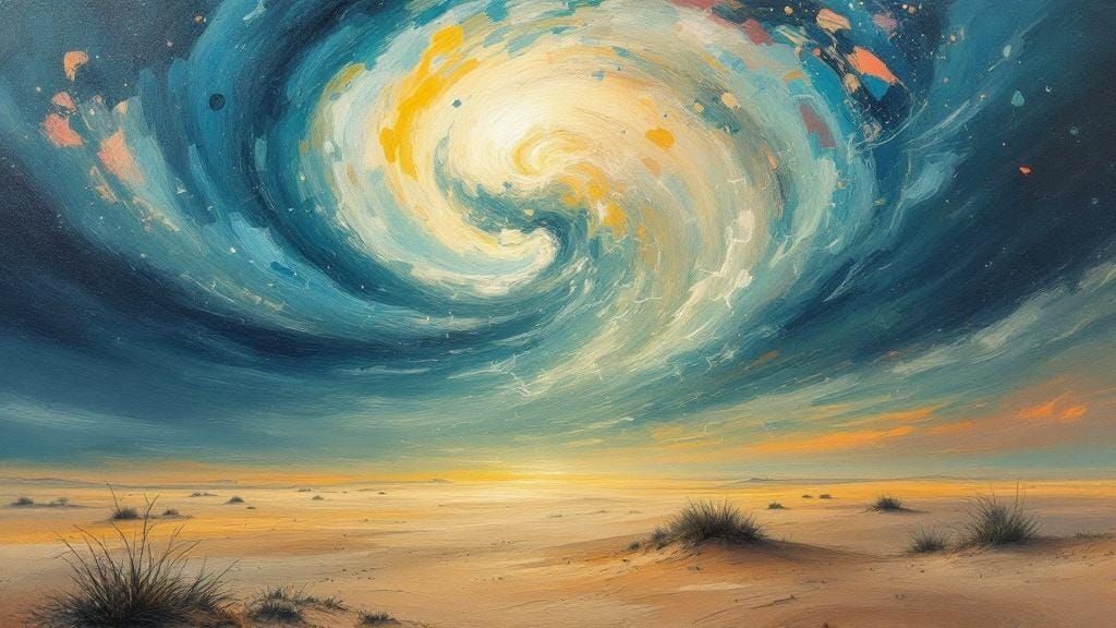 Surreal Desert Landscape in Oil Painting Style