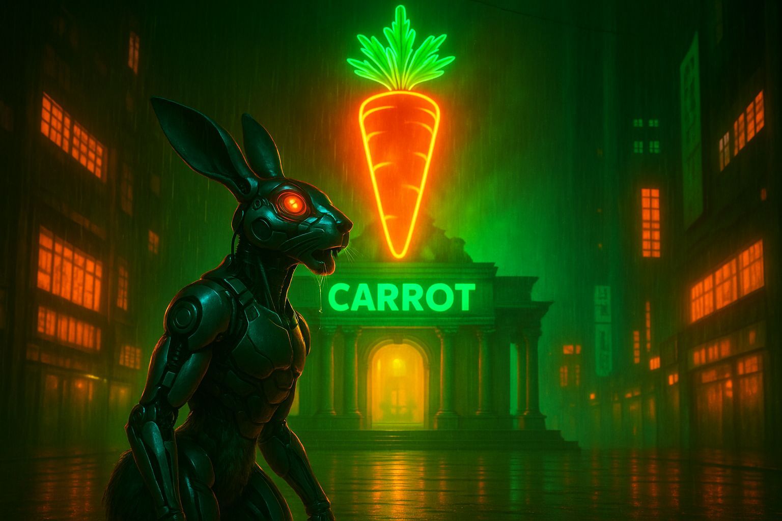 Cyberpunk Carrot Temple with Augmented Bunny