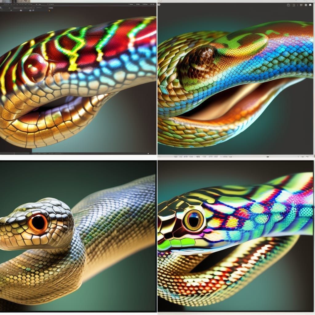 Hyper-Realistic Rainbow Snake Portrait