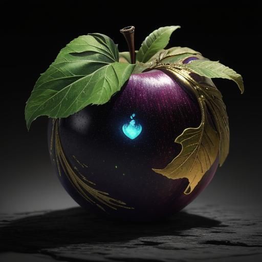 Luminous Velvet Apple with Gold, Matte Painting