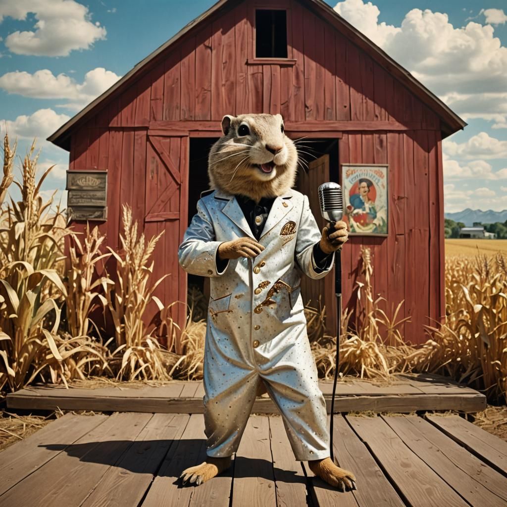 Gopher as Elvis on Stage: 1950s Photo