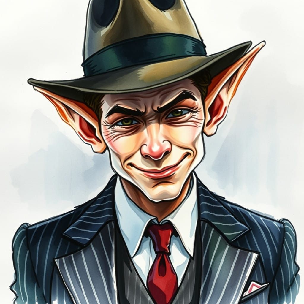 Confident Elf in Smoky Noir Style