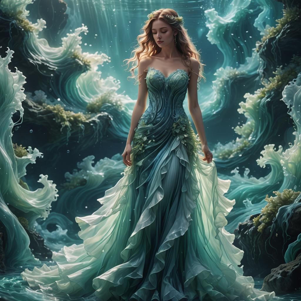 Ocean Wave Wedding Dress: Fantasy Concept Art