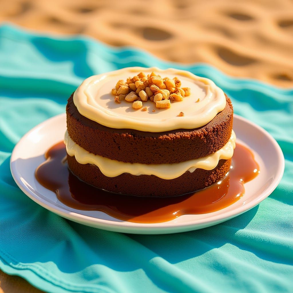 Hyperrealistic Chocolate Cake Melts in Sunlight