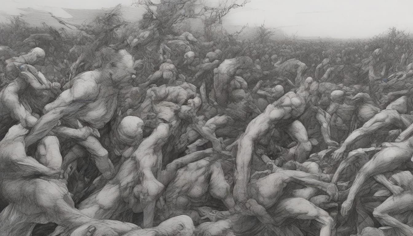 Chaotic Ink Drawing in Kim Jung Gi Style
