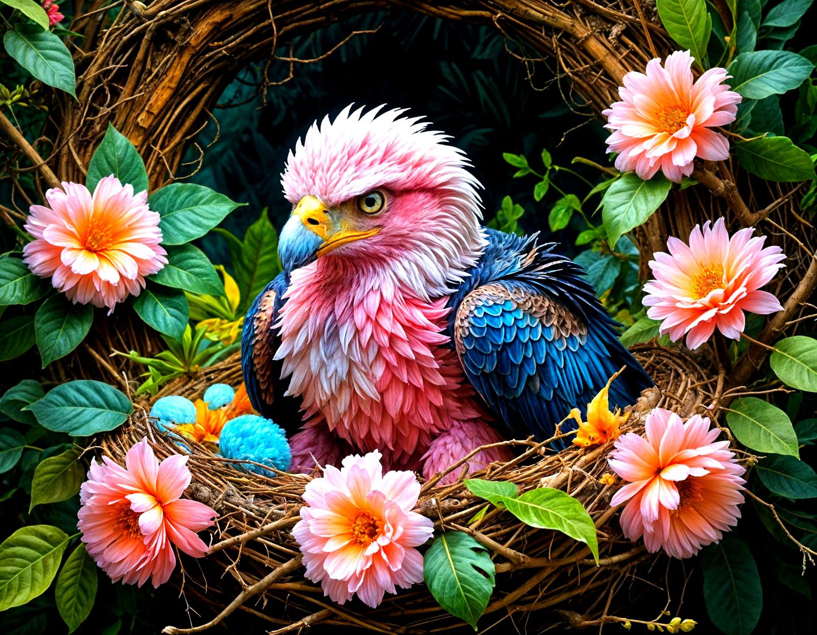 Vibrant Caribbean Renaissance Eagle in Tropical Paradise