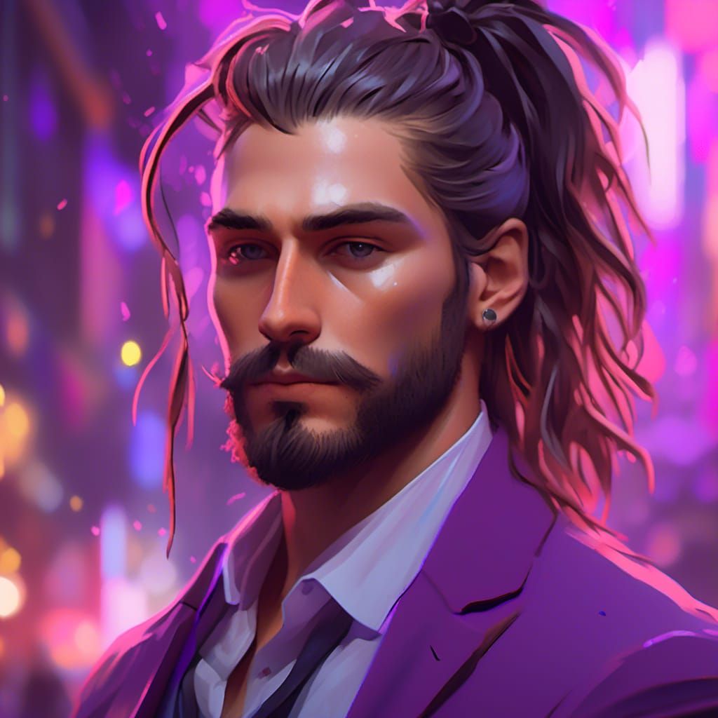Man Bun Portrait in Hyperdetailed Digital Art