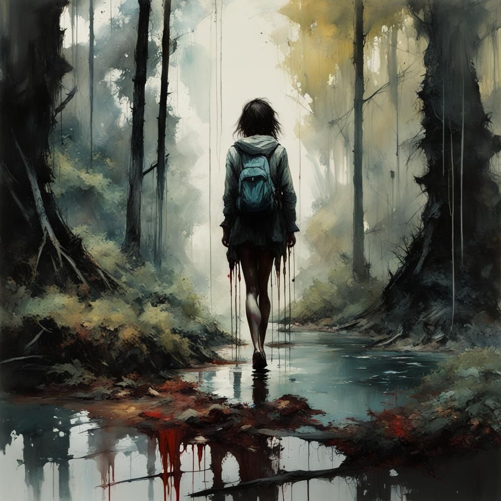 Dramatic Forest Scene as Impasto Oil Painting