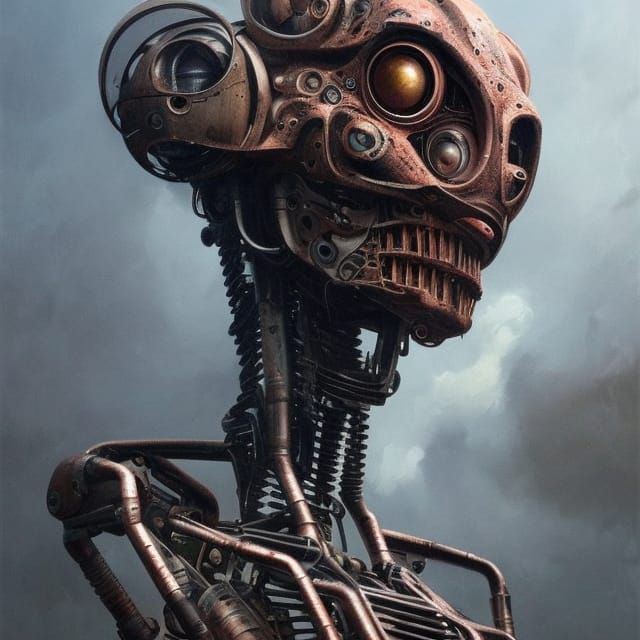 a beautiful surreal old alien hybrid of a robot