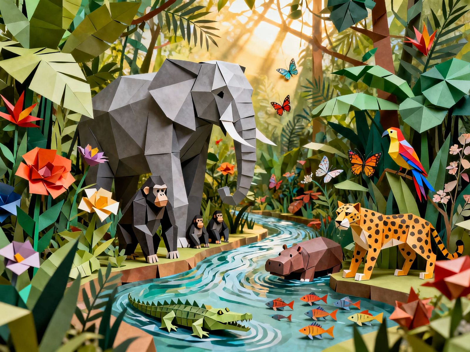 Origami African Paradise Garden Sculpture