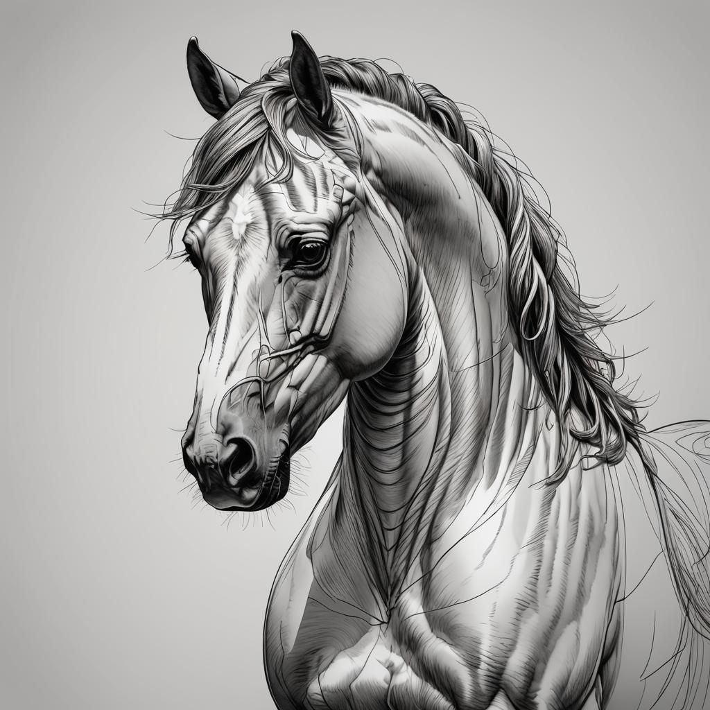 Elegant Line Art Horse on White Background