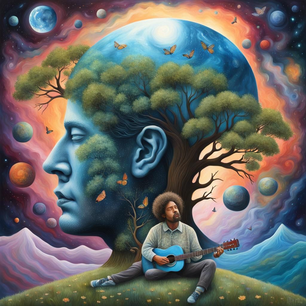 Surreal Portrait of Bobby in a Cosmic Landscape