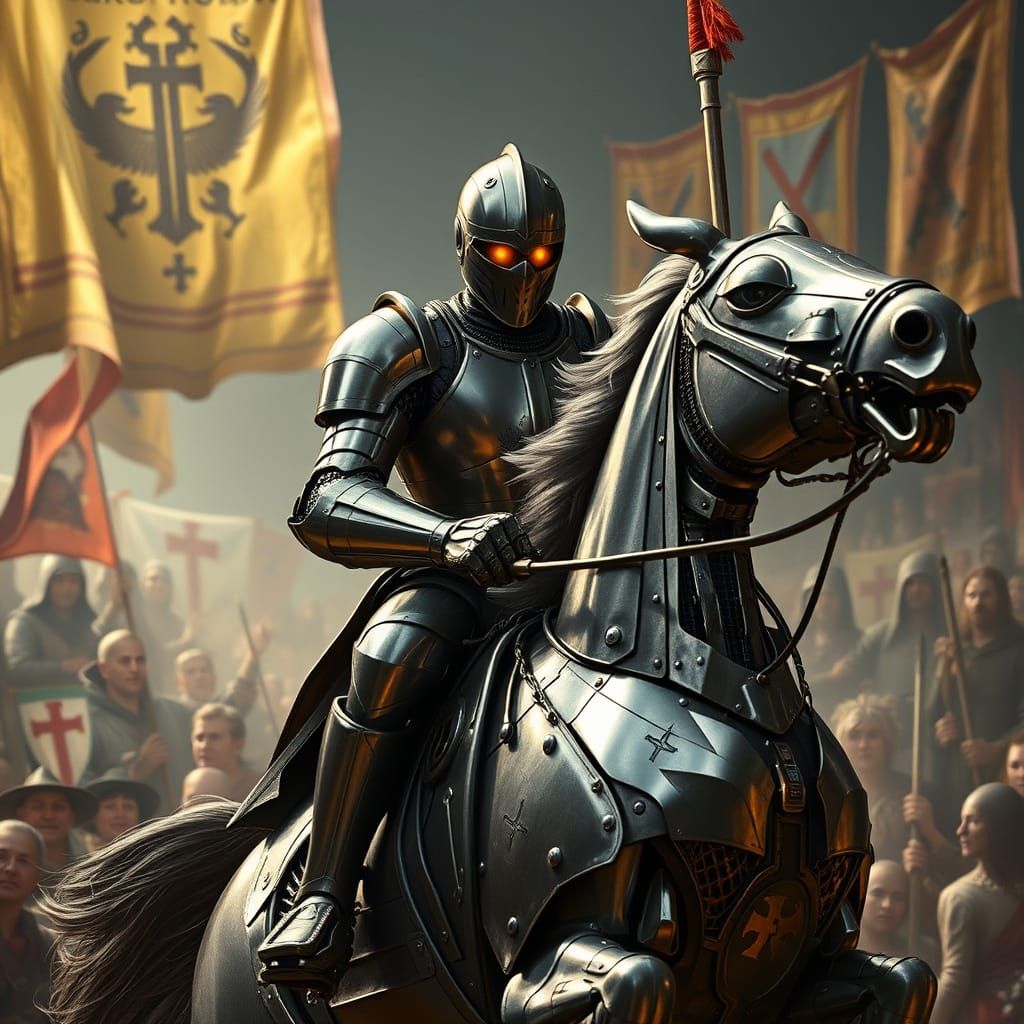Robotic Knight in Medieval Jousting Tournament