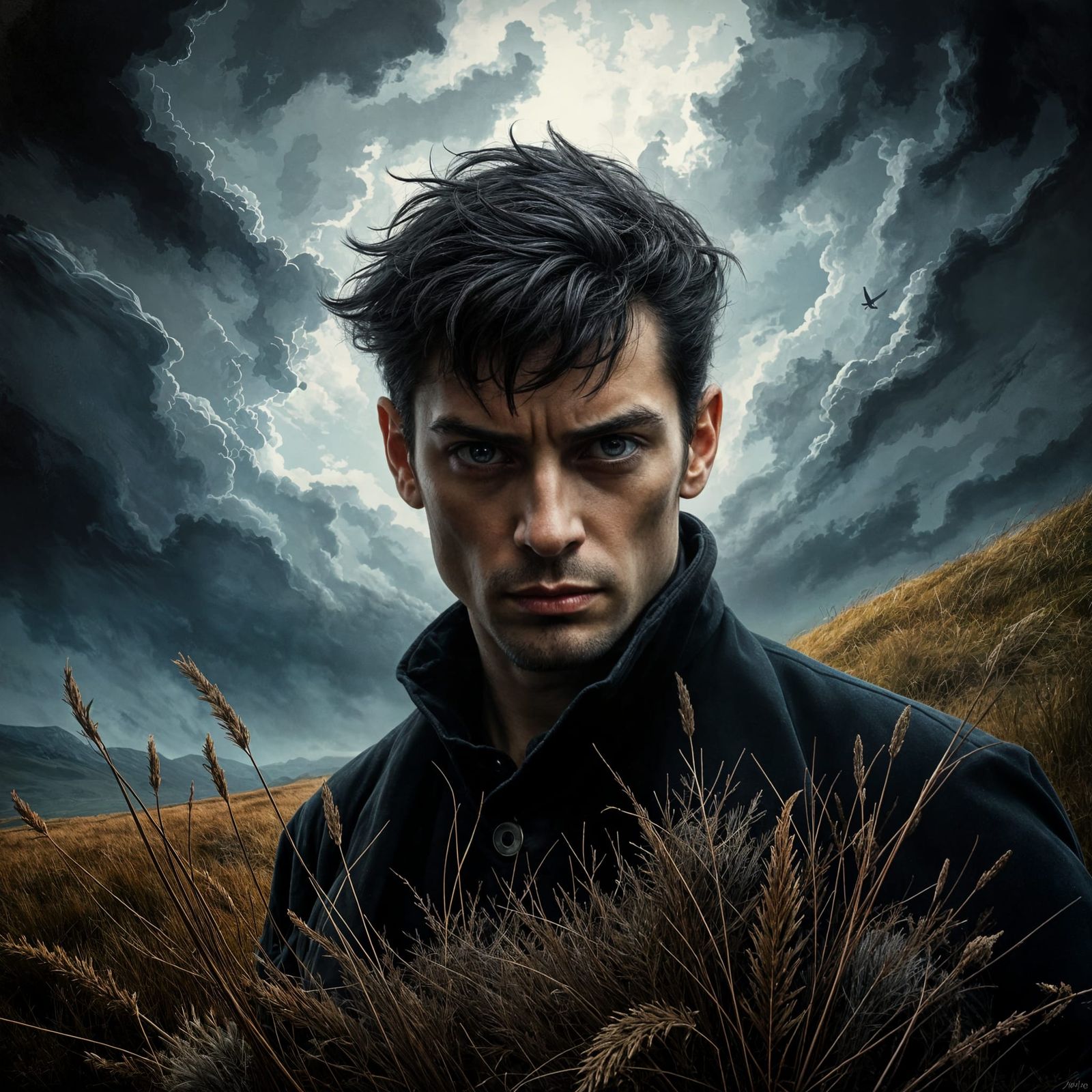 Brooding Heathcliff Portrait on Windswept Moor