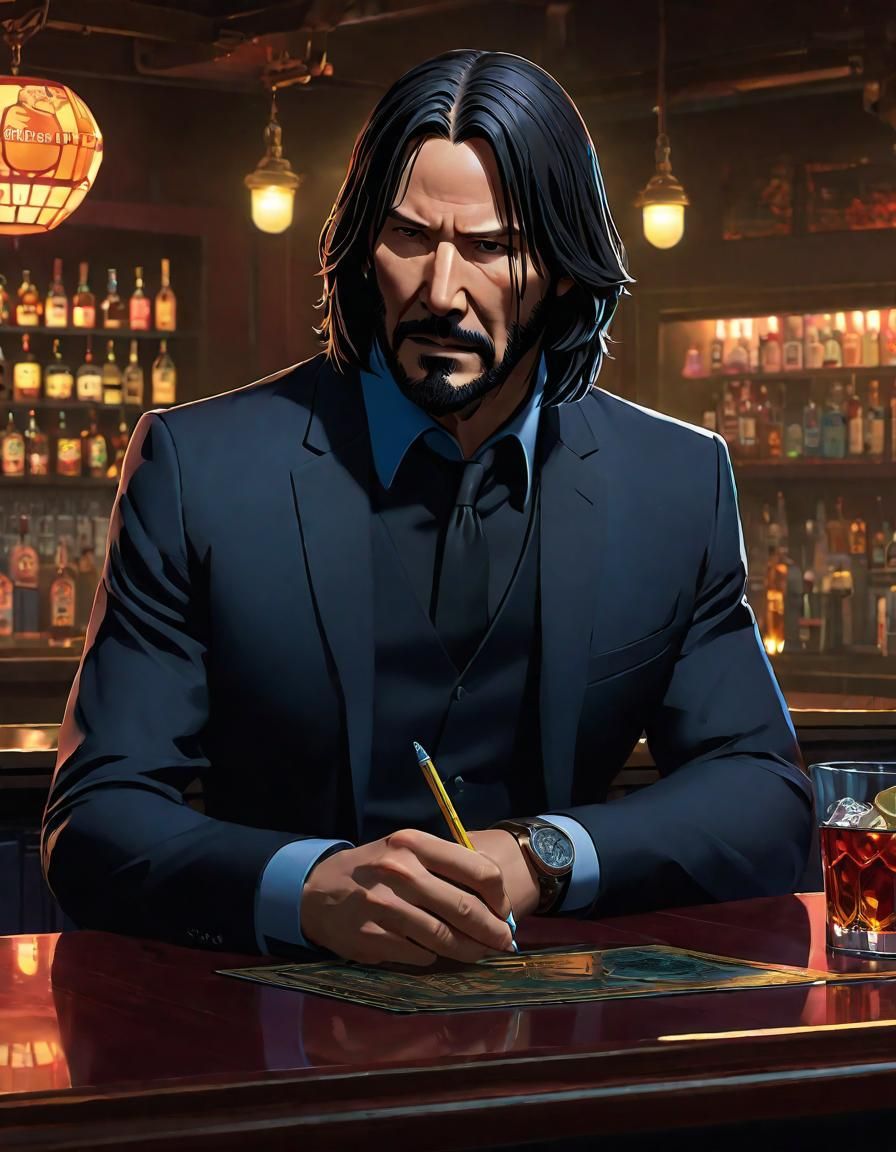John Wick Portrait in Animated Art Style