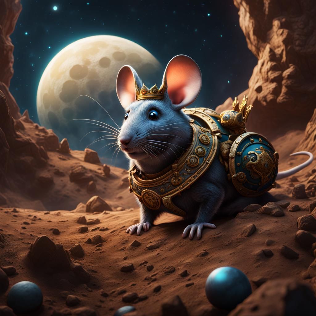 Giant Mouse King on the Moon: Fantasy Art