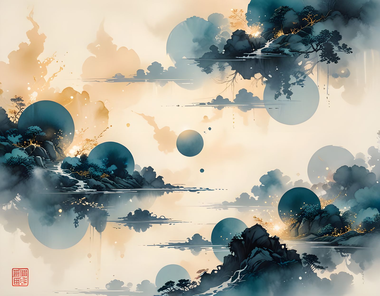 Shadow-Light Staircase to Sky in Pink and Gold