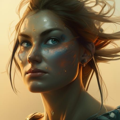 Detailed Warrior Portrait in Hyperrealistic Style
