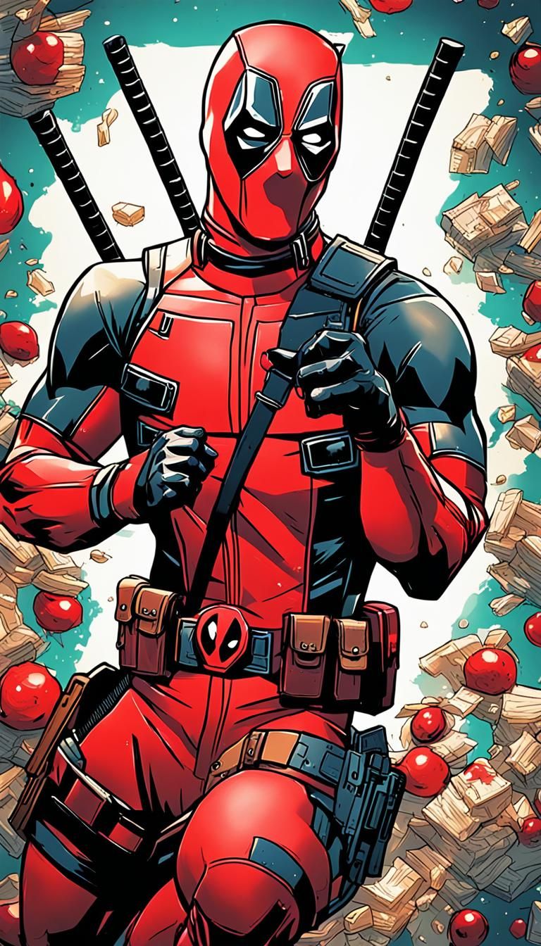 Deadpool Manga Illustration in Studio Trigger Style