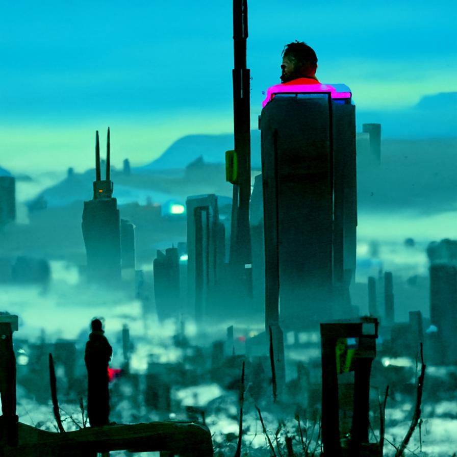 Cyberpunk Cityscape: Neon View from Above