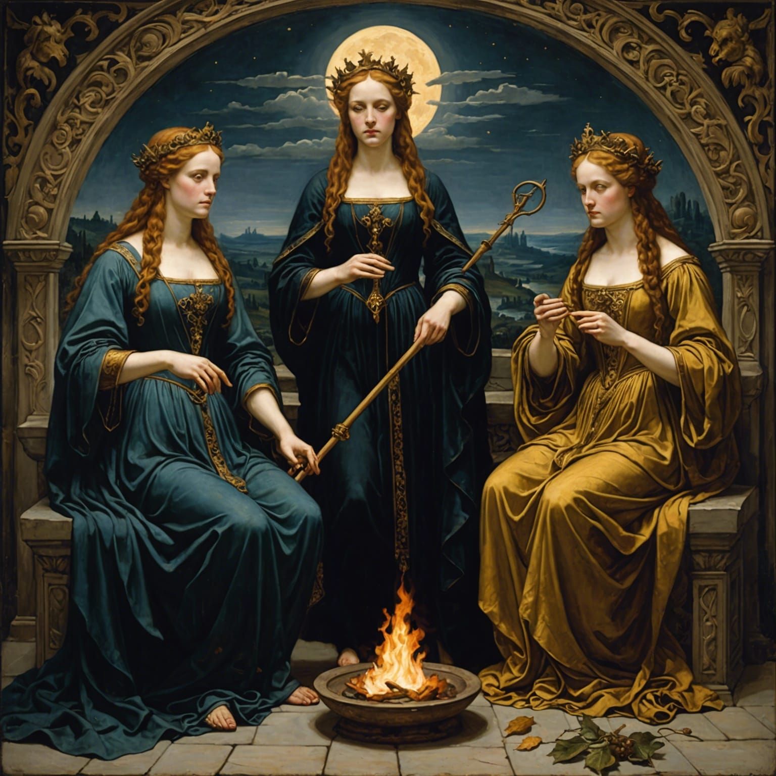 The Three Fates as Envisioned by AI