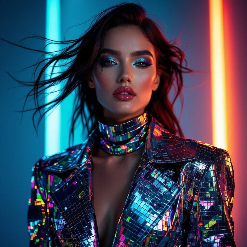 Futuristic Fashion Portrait with Cyberpunk Glow