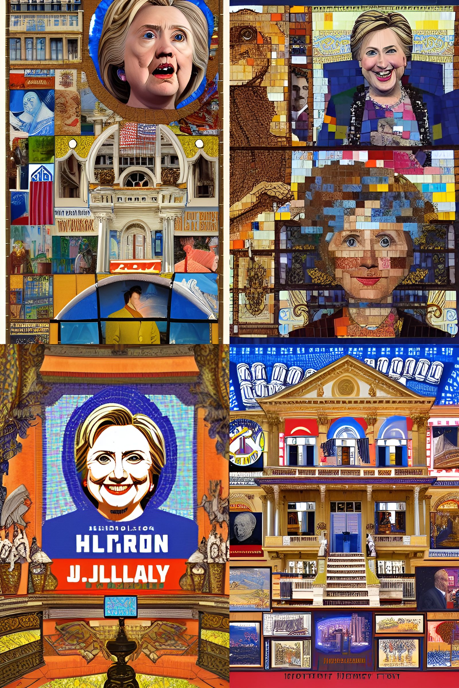 Hillary Clinton Political Collage in Art Nouveau Style