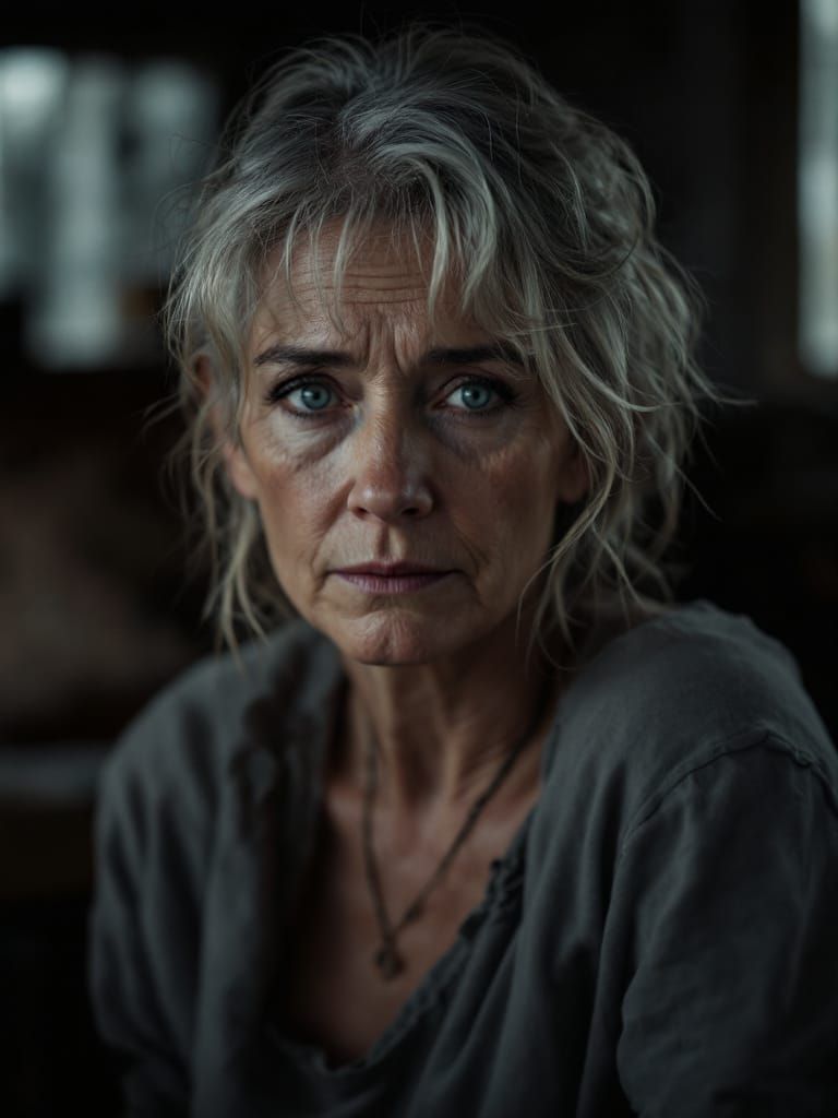 Melancholy Widow in Low Key Photography