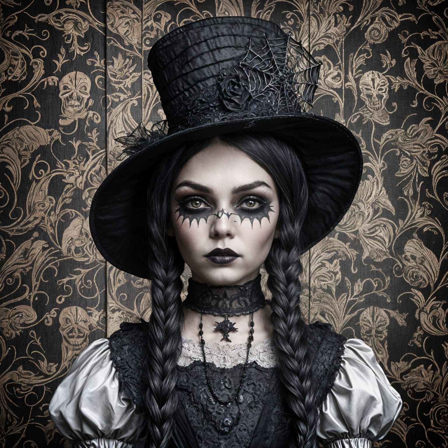 Gothic Wednesday Addams Queen Reigns in Elegant, Intricate H...