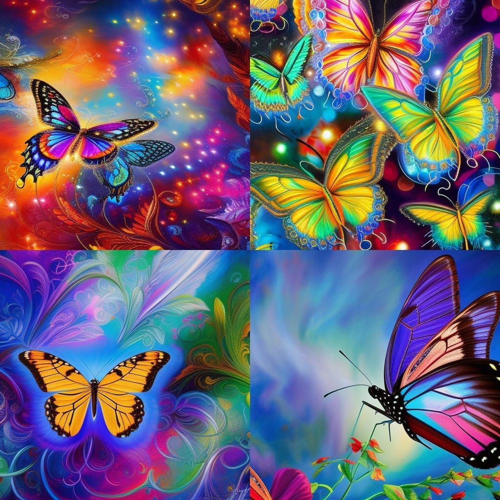 Butterflies in Flight: A Colorful Renaissance Painting