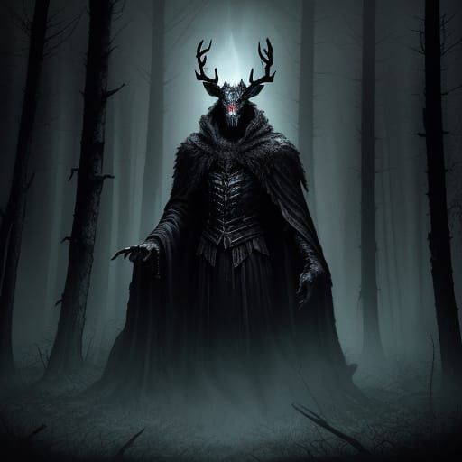 Haunting Minotaur Creature in Eerie Forest