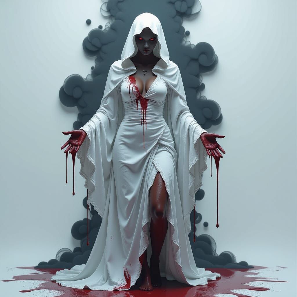 Undead Figure in Blood-Dripping Nightgown