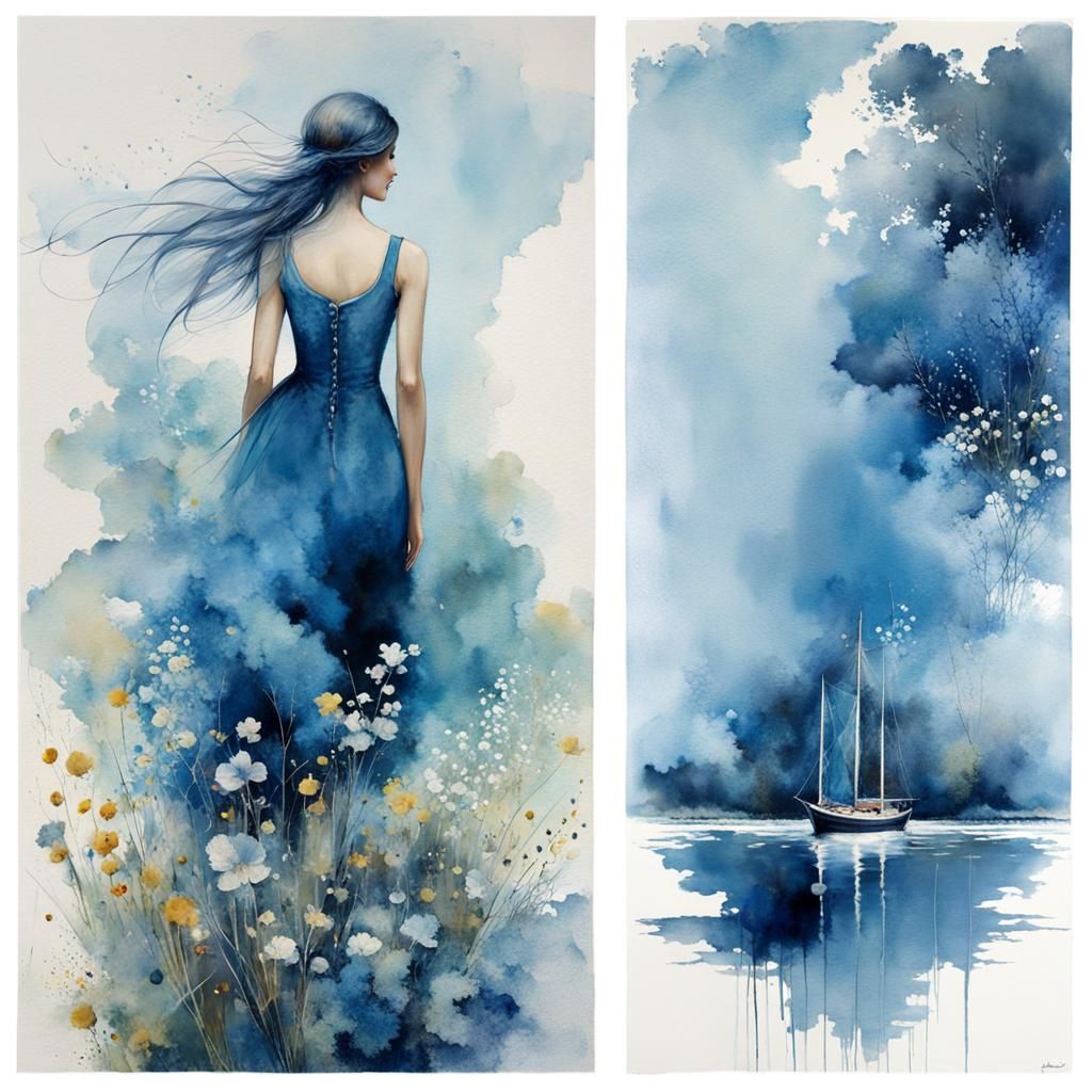 Delicate Water Reflections in Art Brut Style