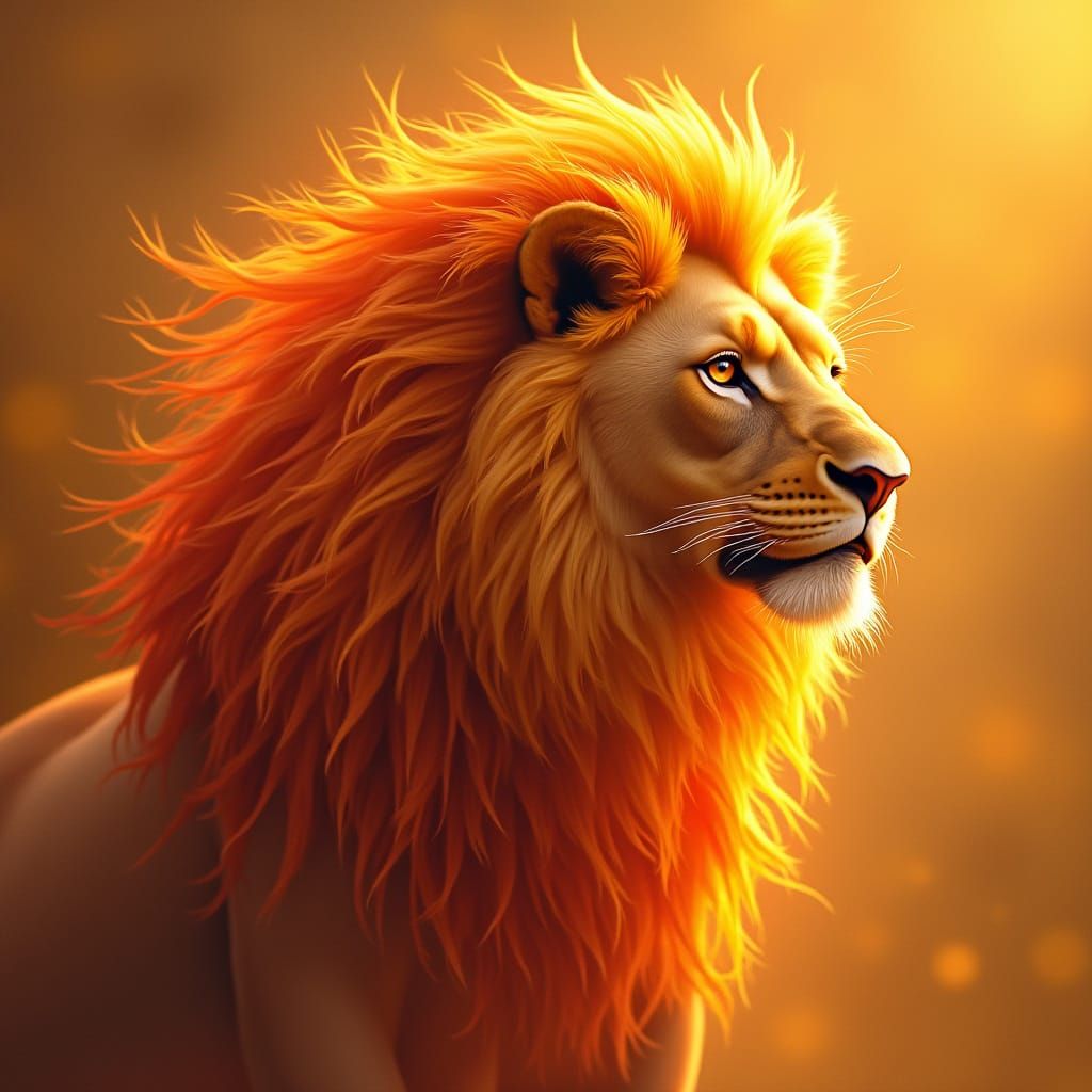Lion Phoenix Hybrid in Vibrant Digital Art Style