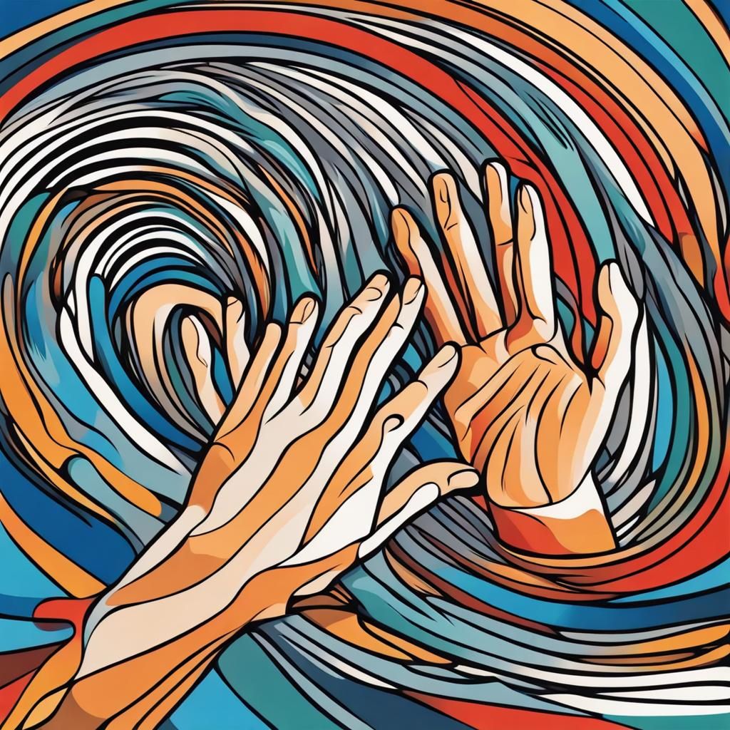 Abstract Art: Trembling Hand with Wavy Lines