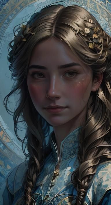 Aria in Serene Garden: Dreamy Watercolor Portrait