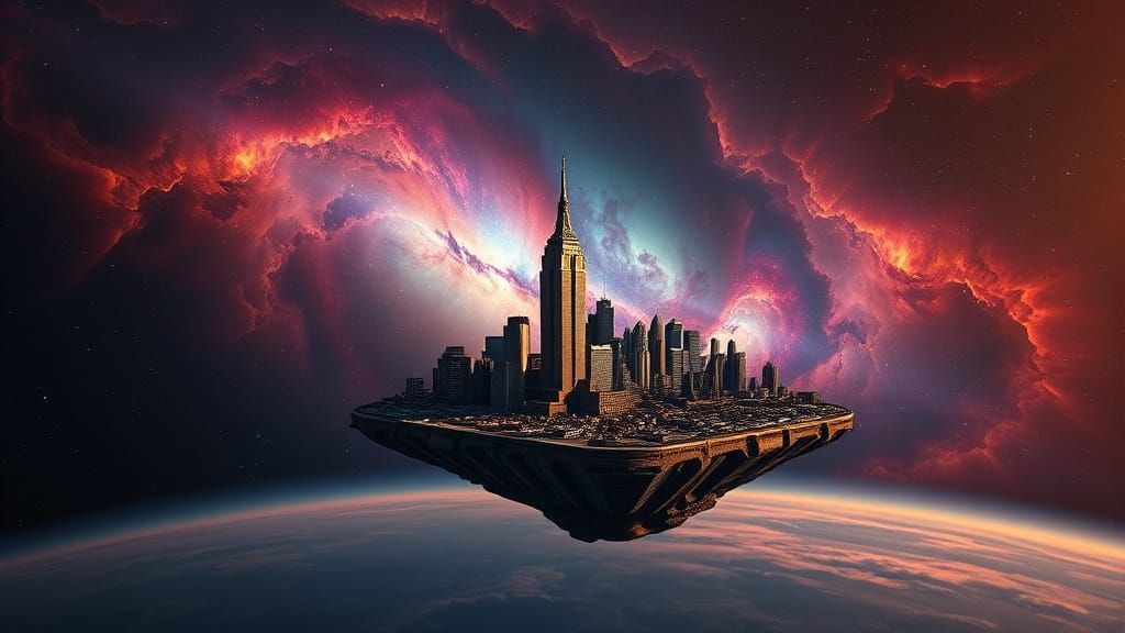 Manhattan Island Floats Near Carina Nebula in Deep Space