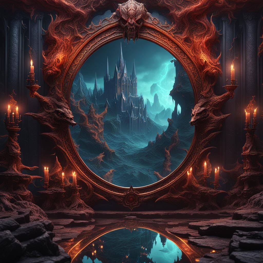 Fantastical Demonic Mirror World in Detailed Matte Painting
