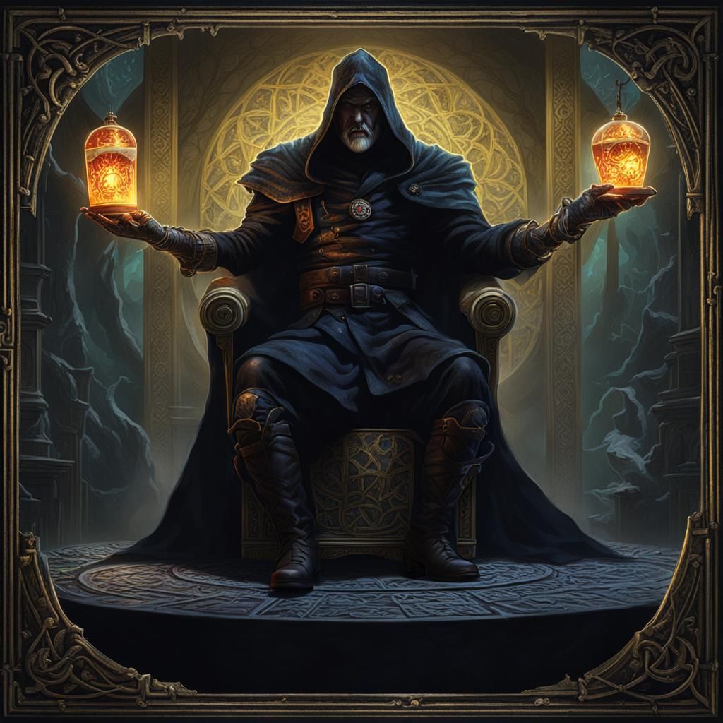 Sinister Retribution Tarot Card with Volumetric Lighting