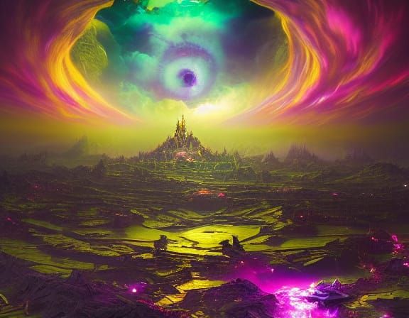 Alien in Mystical Clouds: A Dark Fantasy Concept