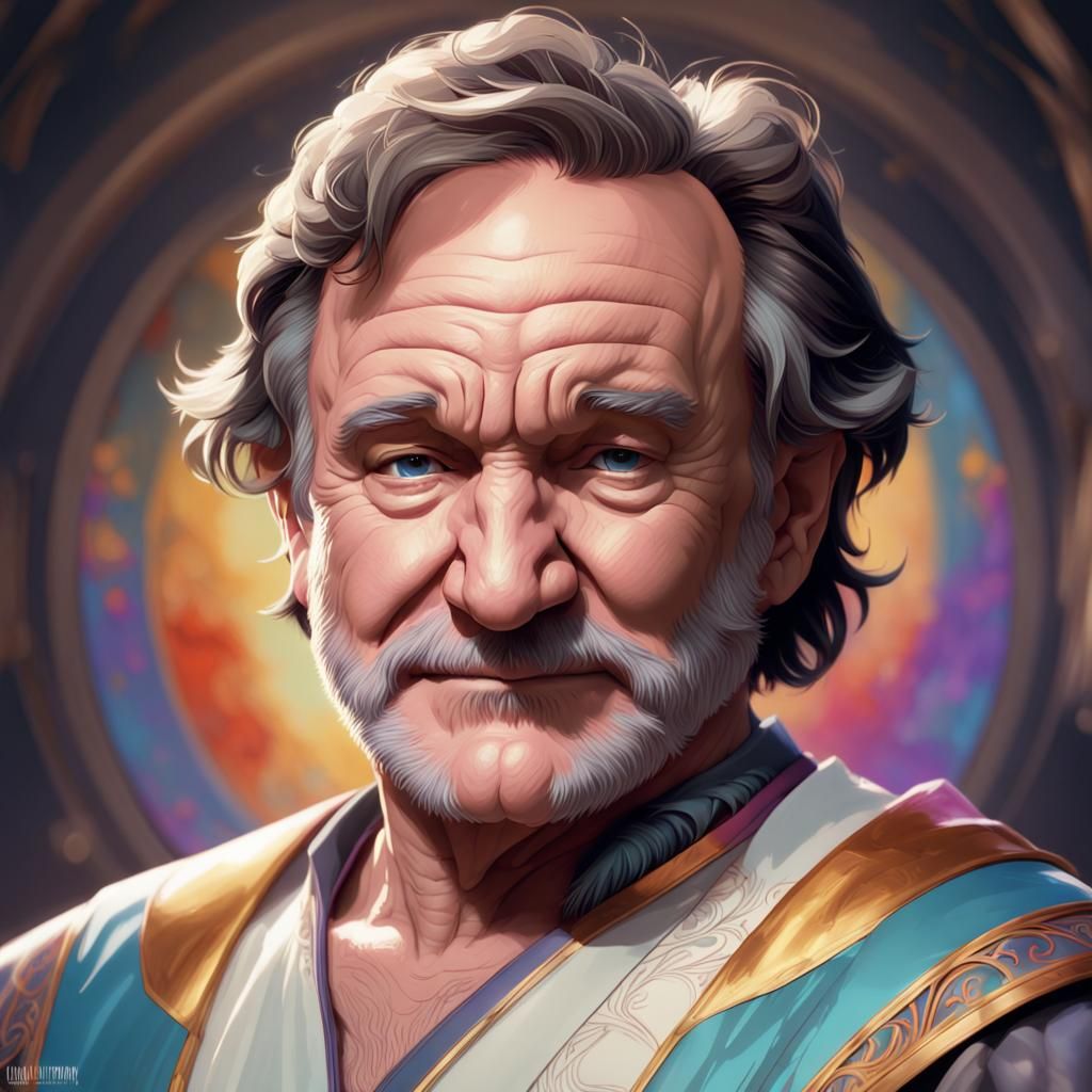 Robin Williams Portrait in Hyperdetailed Digital Art
