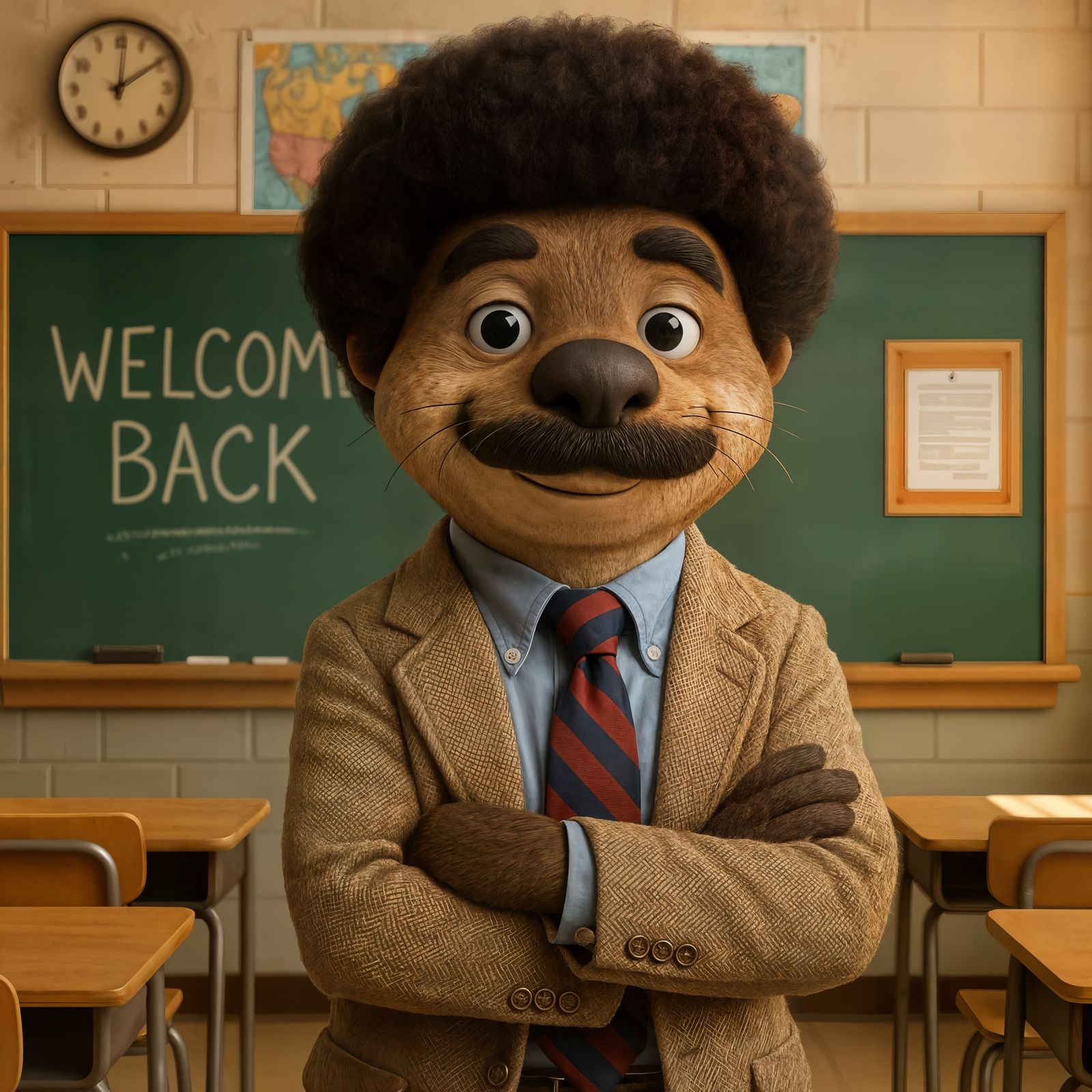Otter Teacher in 1970s Classroom CGI